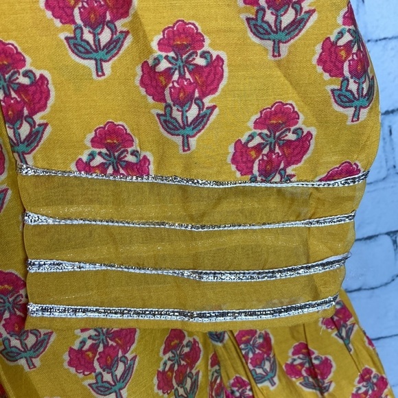 BIBA Girls NWT Yellow Poly Viscose Straight Printed Kurta Sharara Set 8-9 Formal - Picture 7 of 15